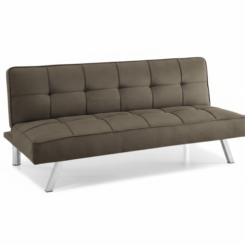 linen fabric chromed metal leg sofa bed
